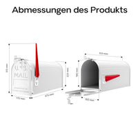 Cassetta postale americana in acciaio zincato bianco con materiale di montaggio