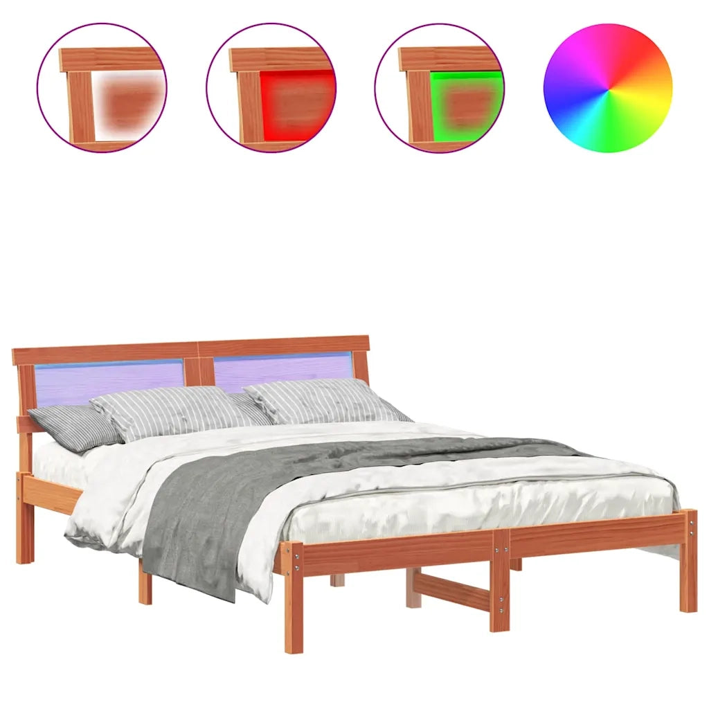 vidaXL Struttura del letto con testiera Cera marrone 135 x 190 cm