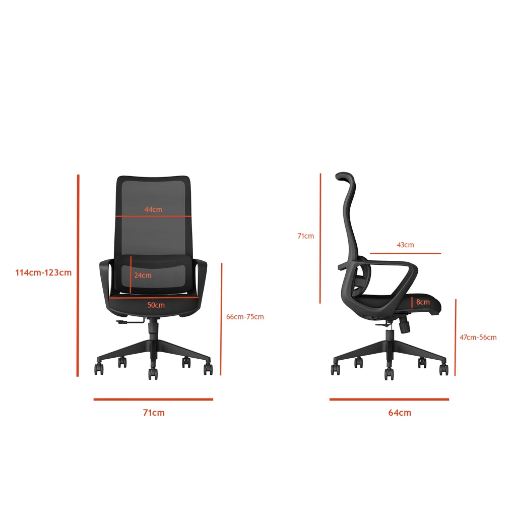 Sedia studio Hispanohogar altezza regolabile in tessuto nero