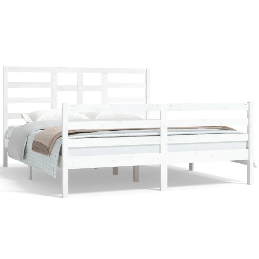 Giroletto-Struttura Letto Bianco in Legno Massello 160x200 cm 556291