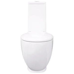 Vaso WC in Ceramica da Bagno Rotondo Base con Scarico Bianco 3059888