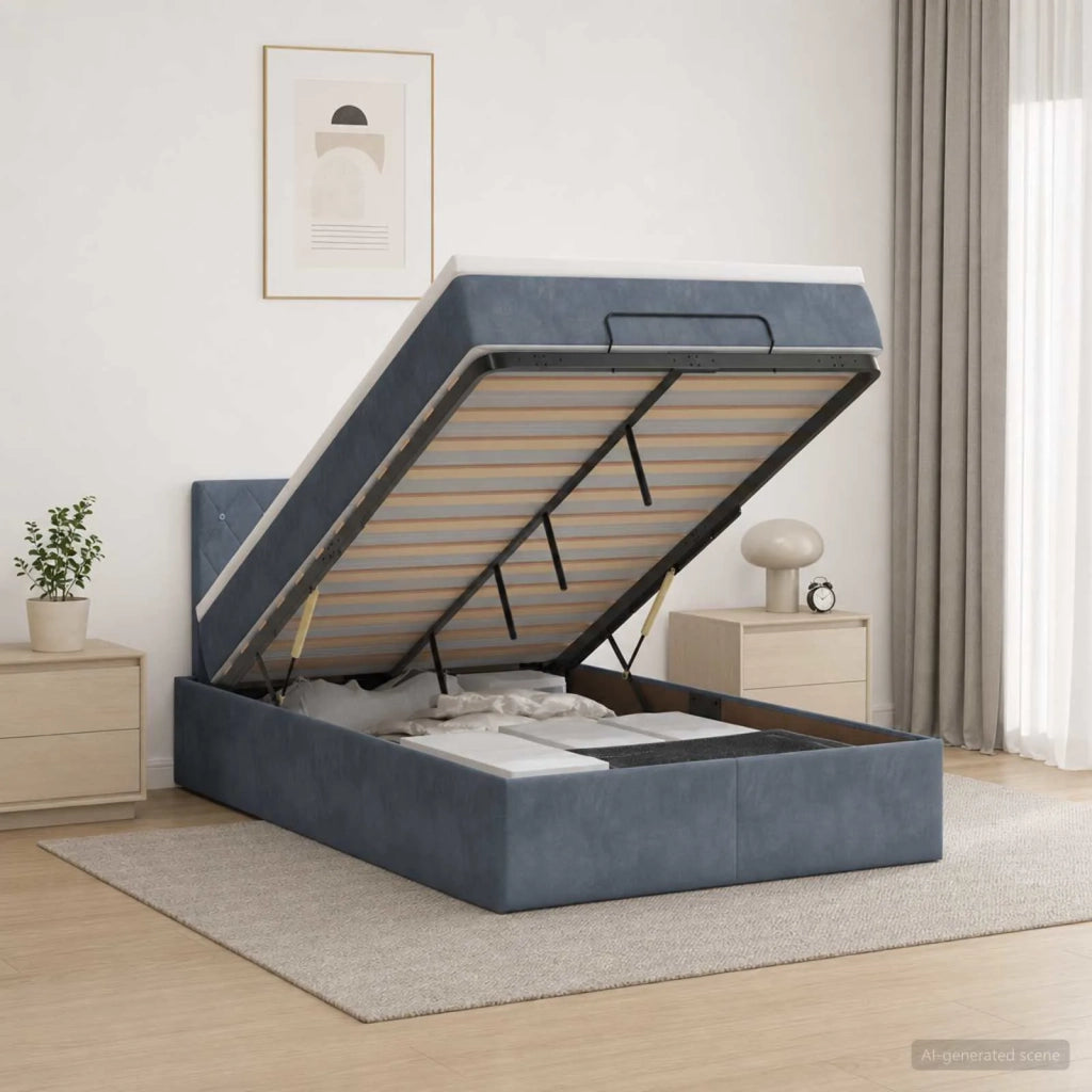 Letto Ottomano con Materasso e LED Grigio Scuro 120 x 200 cm 3457060