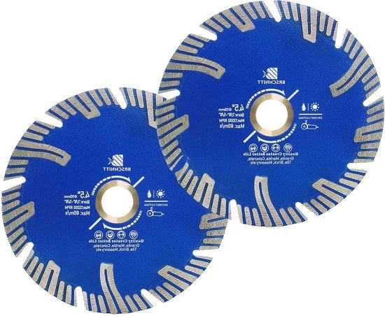 Lama di taglio turbo a diamante 11,4 cm, 2 pezzi, per lavorazione di granito, marmo, calcestruzzo, piastrelle in ceramica, piastrelle in porcellana, intonaco.