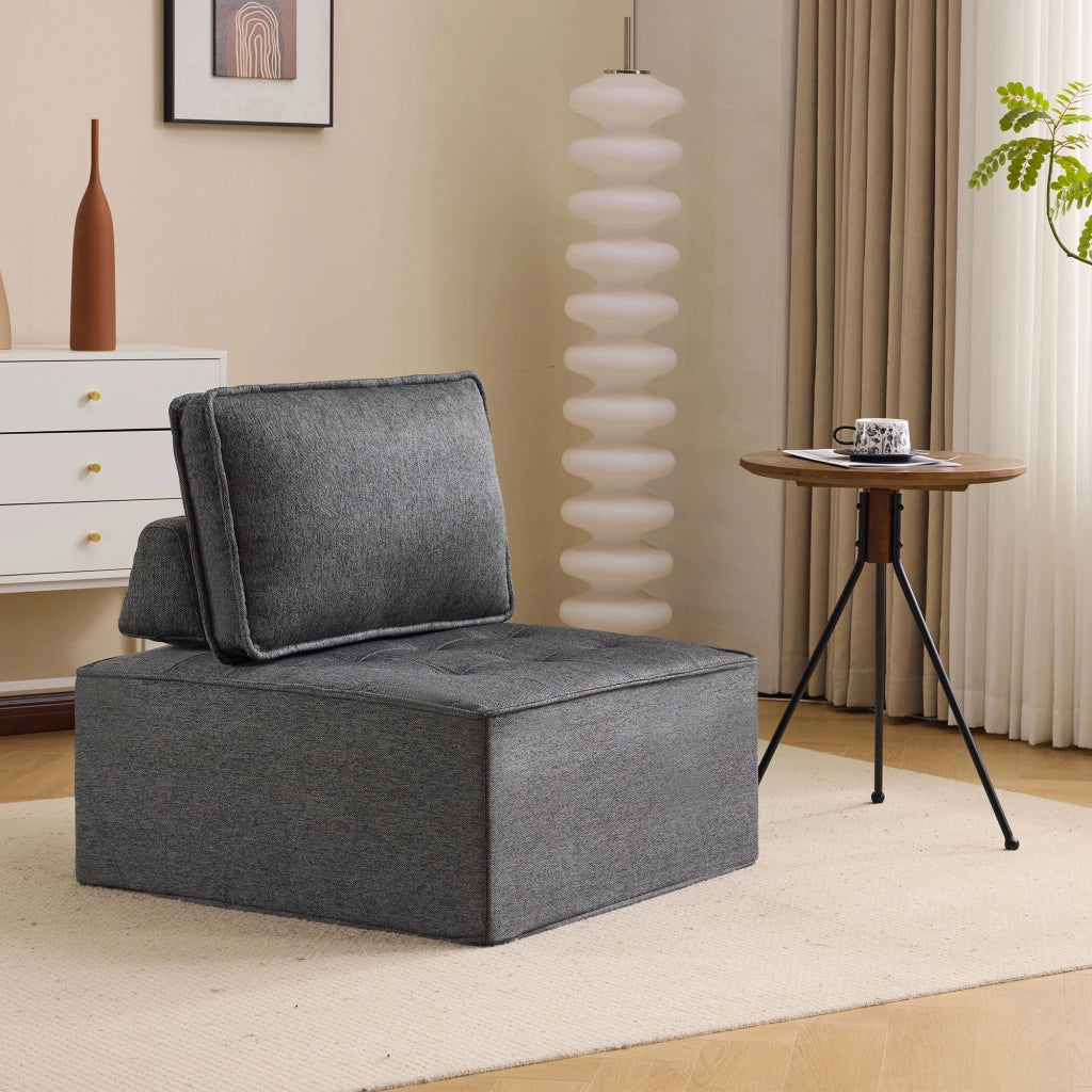 Divano modulare compatto per piccoli spazi con comfort morbido e facile da spostare in legno multistrato grigio scuro