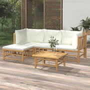 Set Salotto da Giardino 5pz con Cuscini Bianco Crema in BambÃ¹cod mxl 124215