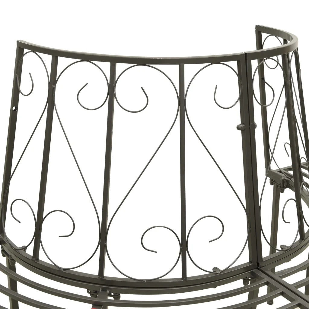 Panca da giardino mobili da esterno per patio albero da giardino terrazza semicircolare 160 cm acciaio grigio argento 02_0011136