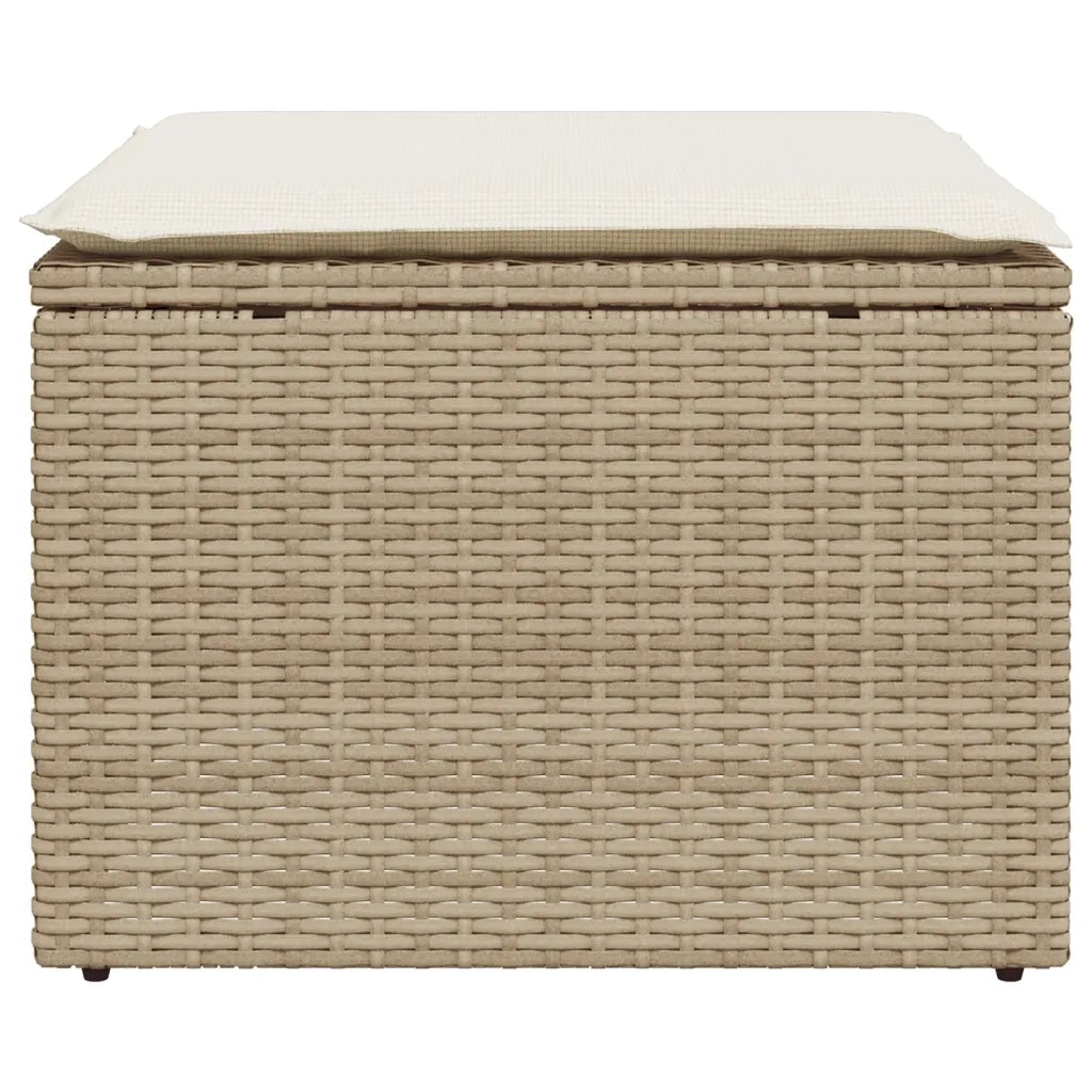 Sgabello Giardino con Cuscino Beige 55x55x37 cm in Polyrattan 366055