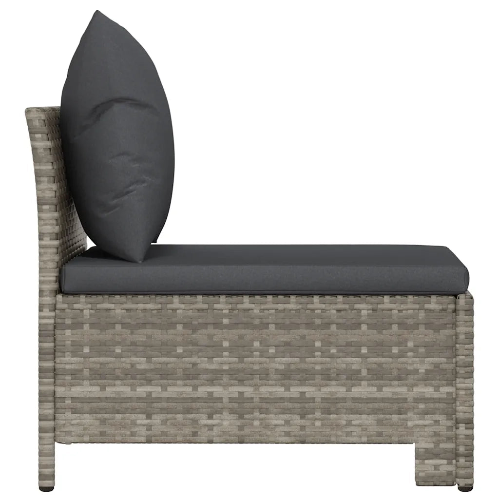 Divano da giardino centrale con cuscino-Sofa da Giardino-Divano da esterno grigio in polyrattan
