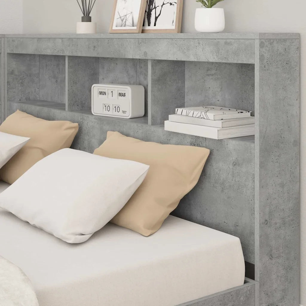 Testiera | Testata contenitore Grigio cemento 135 cm Legno multistrato