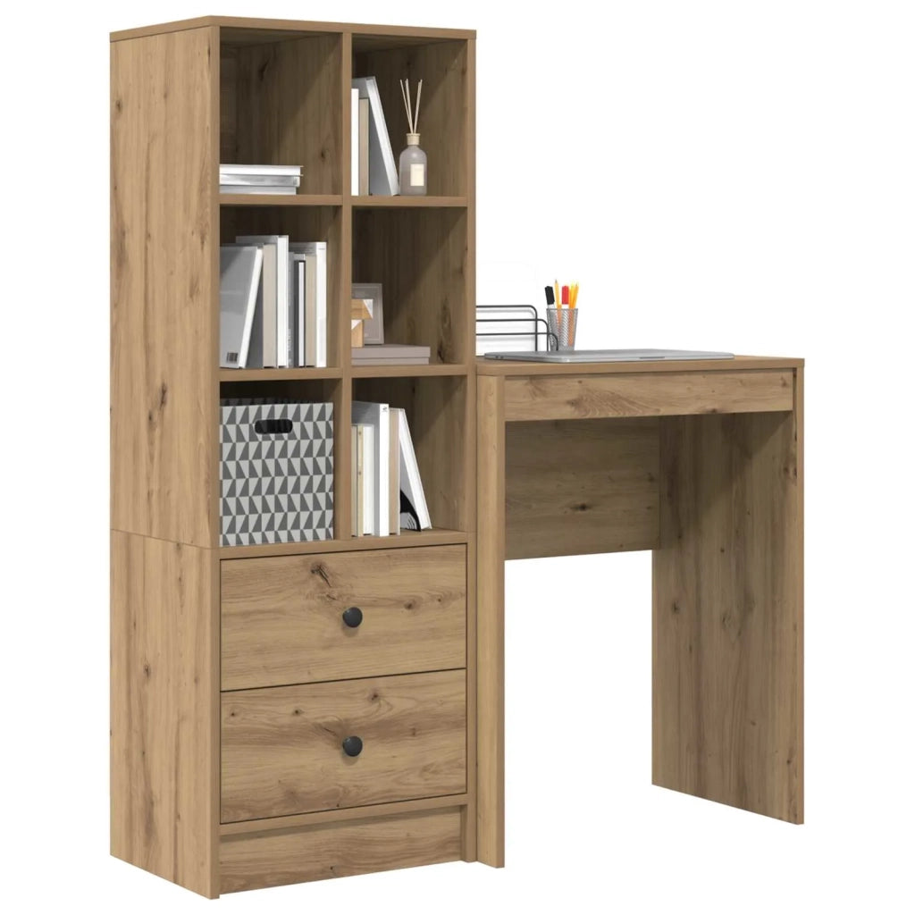 Scrivania con cassetto con lo scaffale 2 pcs Rovere artigianale 3337304