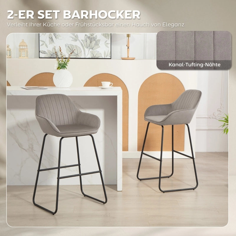 SGABELLO DA BAR Set da 2 pezzi 50,5x53x96 cm poliestere grigio