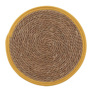 Set di 6 Tovagliette Tammy ø38 In Corda Di Paglia Naturale E Bordo In Cotone Giallo