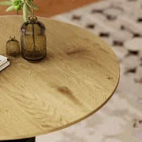 Tavolo da pranzo rotondo, Design moderno, 78 cm x 78 cm x 75 cm, Legno naturale