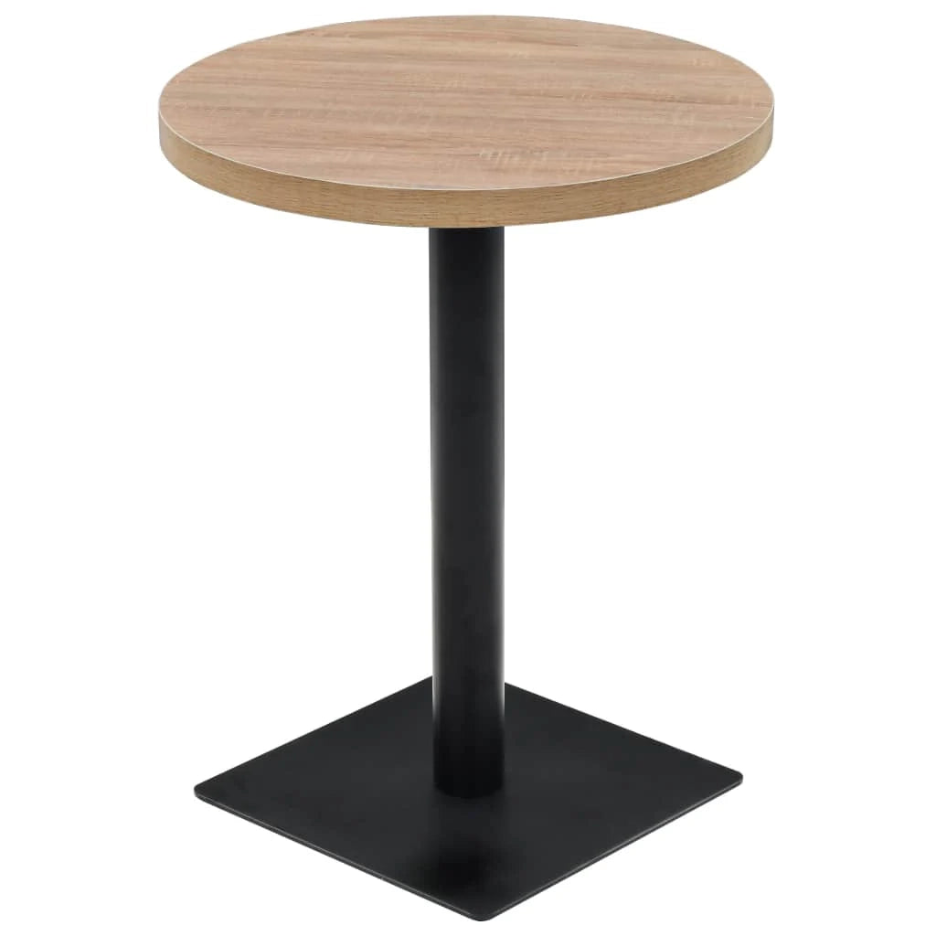 Tavolo alto stile bar/bistrot MDF e acciaio rotondo 60 cm rovere beige 0902109