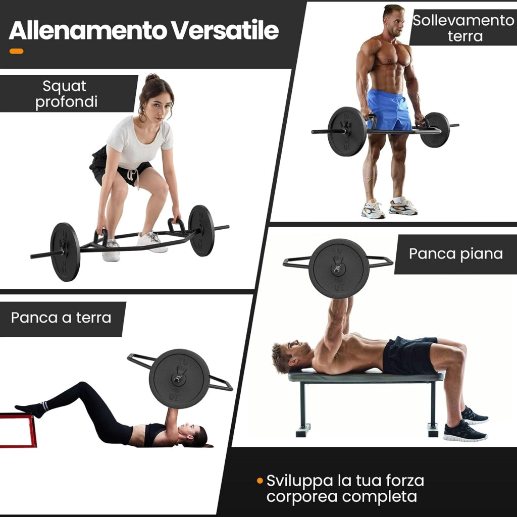 Barra della Trappola Olimpica, Olympic Hex Trap Bar in Acciaio con Maniglie Piegehvole, Barra Sollevamento Pesi, Capacità di Carico 226 kg