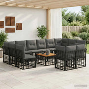 Set di divani da esterno 13 pcs Nero e Grigio scuro Poliestere 3437591