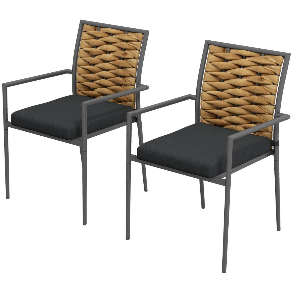 Sedie da giardino impilabili impermeabili; design moderno; 57 x 58 x 87 cm; Marrone+Nero+Grigio