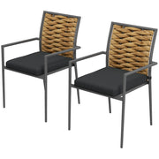 Sedie da giardino impilabili impermeabili; design moderno; 57 x 58 x 87 cm; Marrone+Nero+Grigio