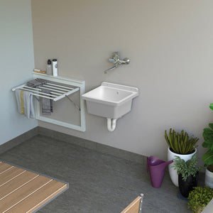 Lavatoio 40 cm Pilozzo a Parete Mini in Resina Bianco