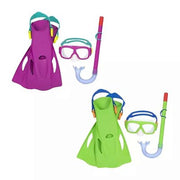 Trade Shop - Set Maschera Boccaglio Pinne Snorkeling Freestyle 7-14 Anni Piscina Mare 25019 -