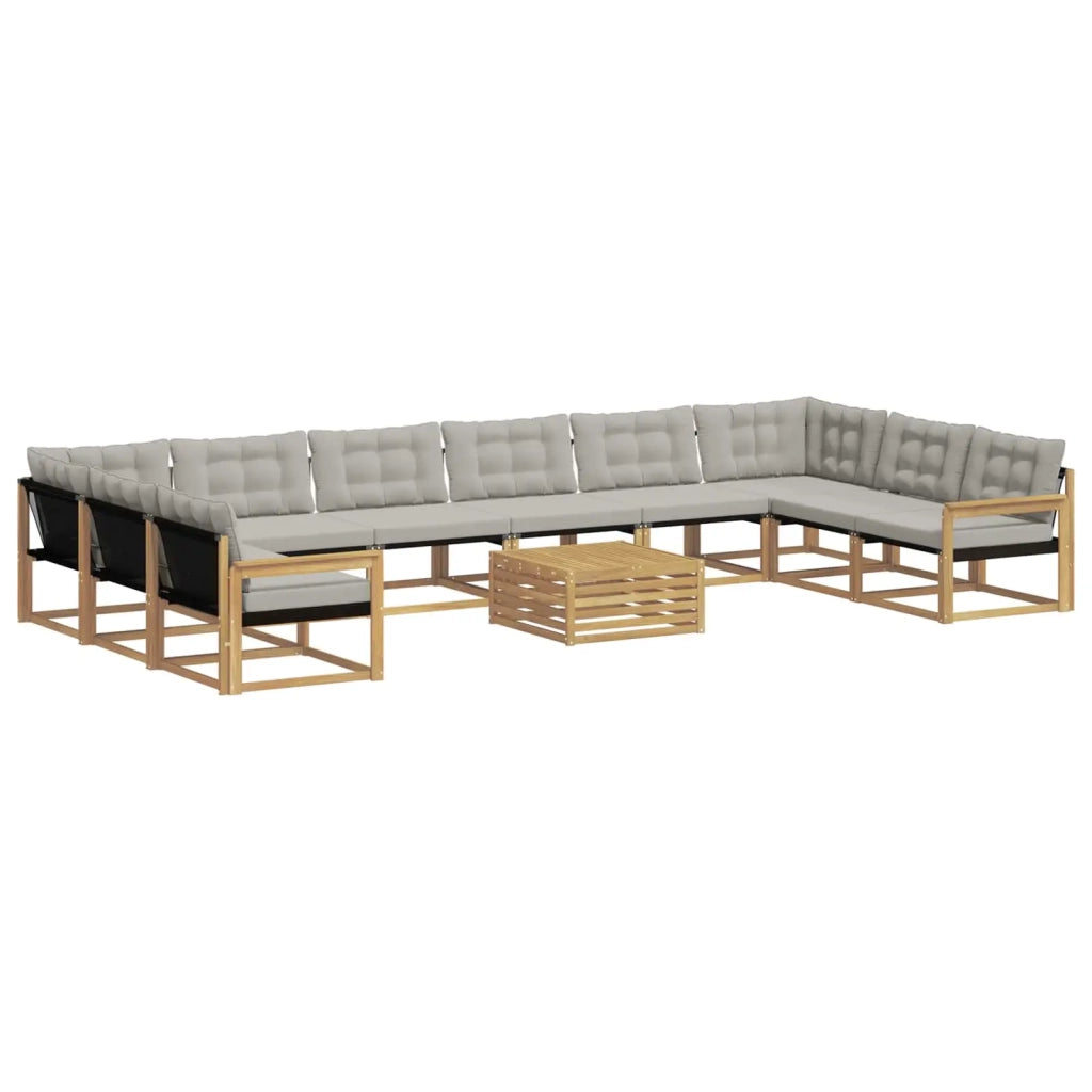 Set di divani da esterno 11 pz Bianco e Grigio Chiaro 3389133