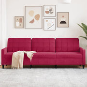 vidaXL Divano a 3 Posti Rosso Vino 210 cm in Velluto
