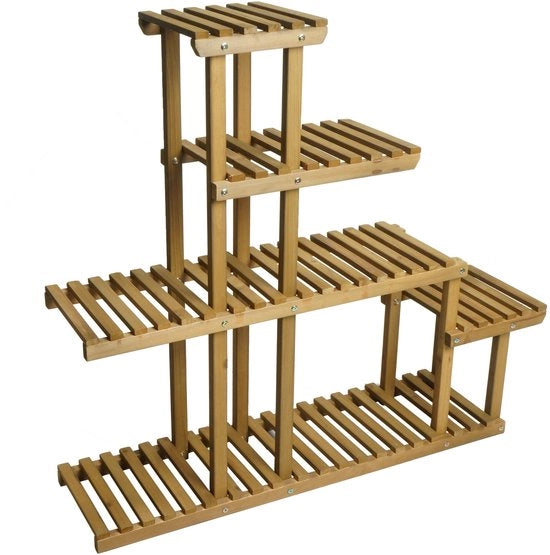 Supporto per piante MCW-L71, standard per vasi di fiori, 5 pannelli, 95x105x25cm in legno di cedro all'aperto, marrone