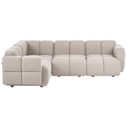 Divano modulare angolare a 4 posti con lato destro, in tessuto beige, articolo modulare, divano componibile a quattro elementi, stile moderno