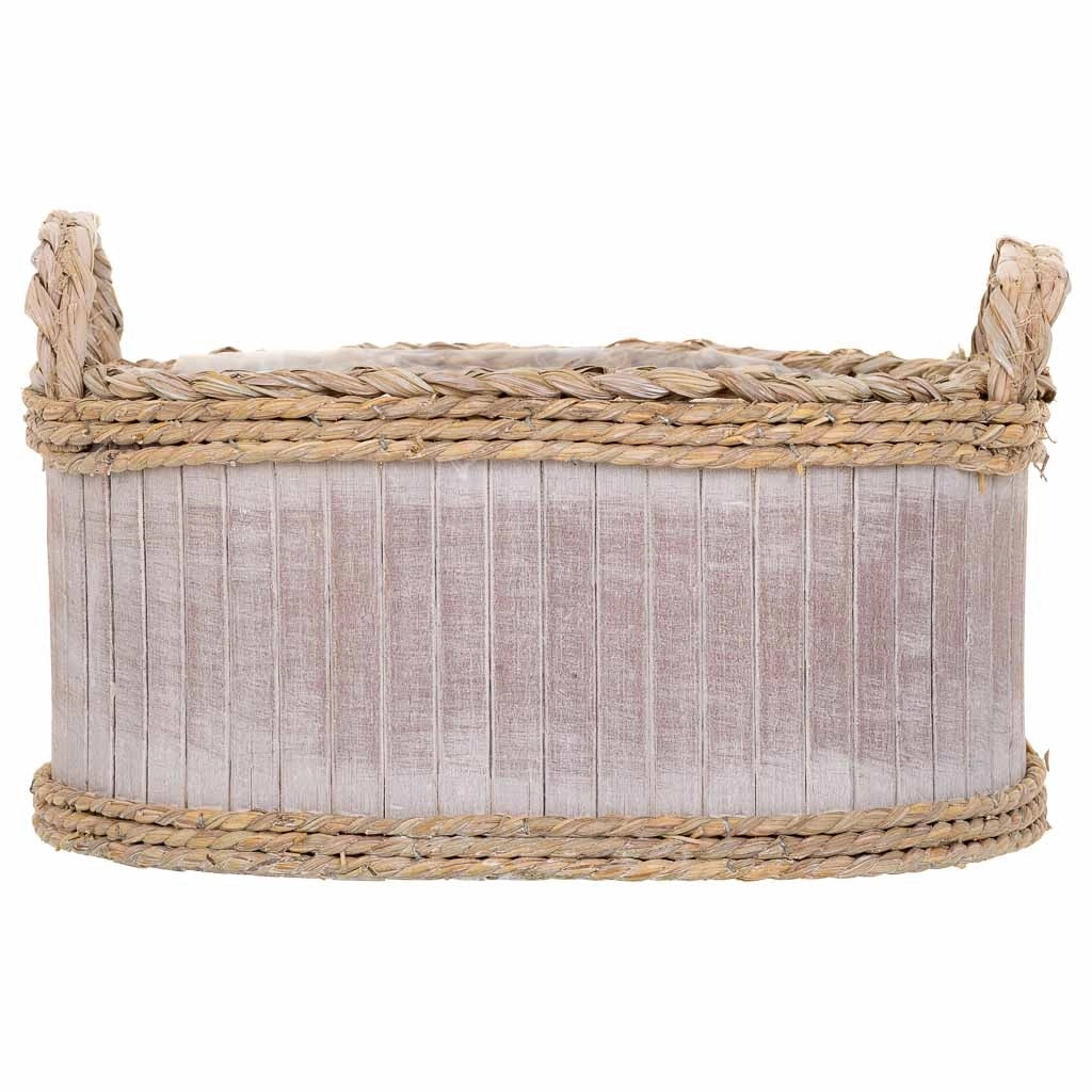 Set di 3 cestini ovali in legno grigio