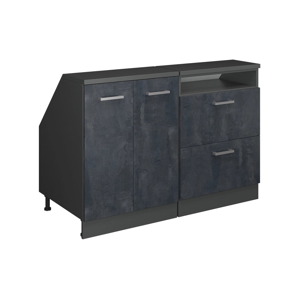 Set di mobili sottotetto Rion Calce nera/Antracite 120 cm Set di 2 carcasse armadio profondità 60 cm Vicco