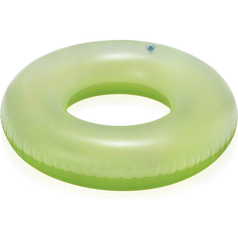 Trade Shop - Ciambella Salvagente Gonfiabile Per Bambini Trasparente Neon Nuoto 76 Cm 36024 -