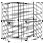 Gabbia per animali domestici a 12 pannelli con porta 35 x 35 cm nera 02_0041561