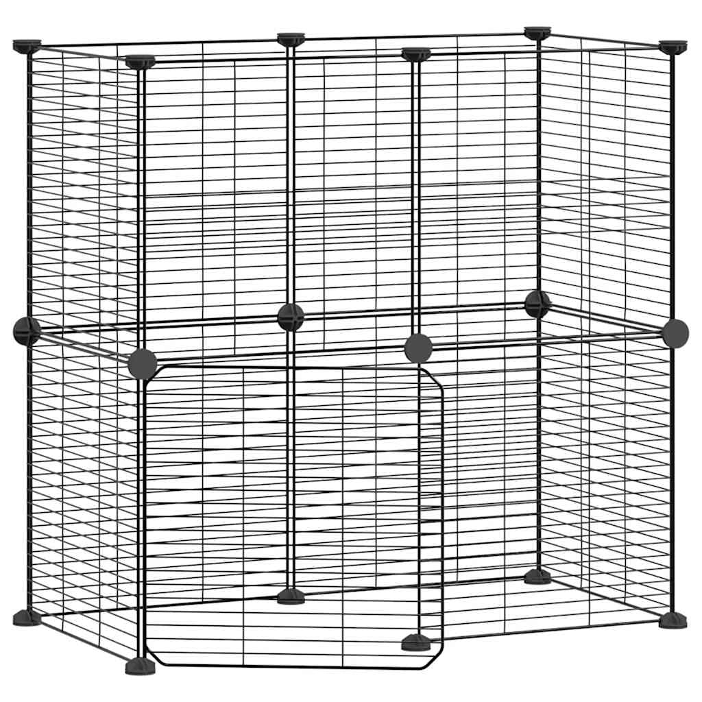 Gabbia per animali domestici a 12 pannelli con porta 35 x 35 cm nera 02_0041561