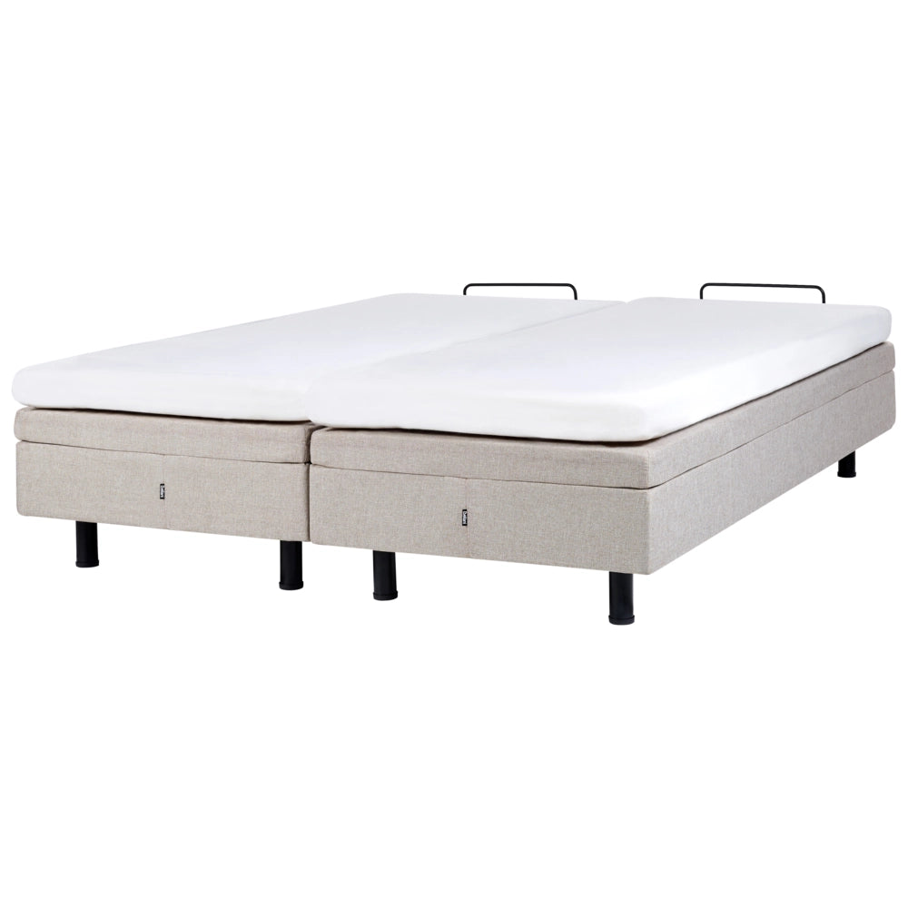 Letto elettrico singolo in poliestere beige chiaro regolabile con telecomando senza testata 160 x 200 cm stile moderno