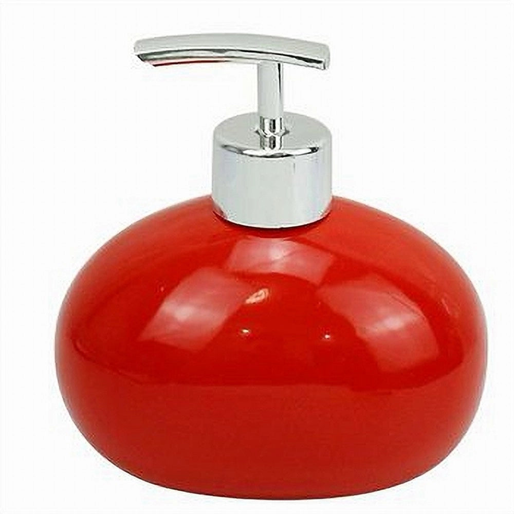 Trade Shop - Dispenser Per Sapone Liquido Ceramica Rosso Dosatore Moderno Arredo Bagno 79260 -