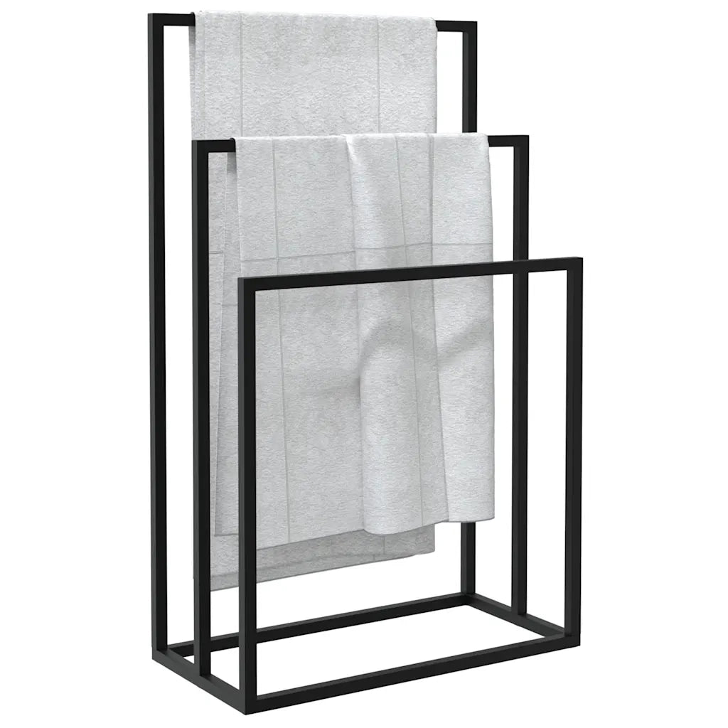 Portasciugamani da Pavimento Nero 48x24x79cm in Ferro 343090