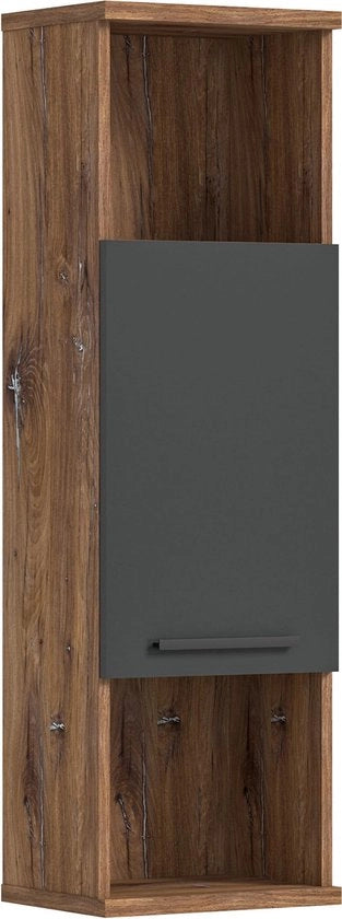 Cassa da bagno a muro - Armadio da bagno - Supporto per doccia - Materiale legno - Grigio - Ca. 35x112x25 cm