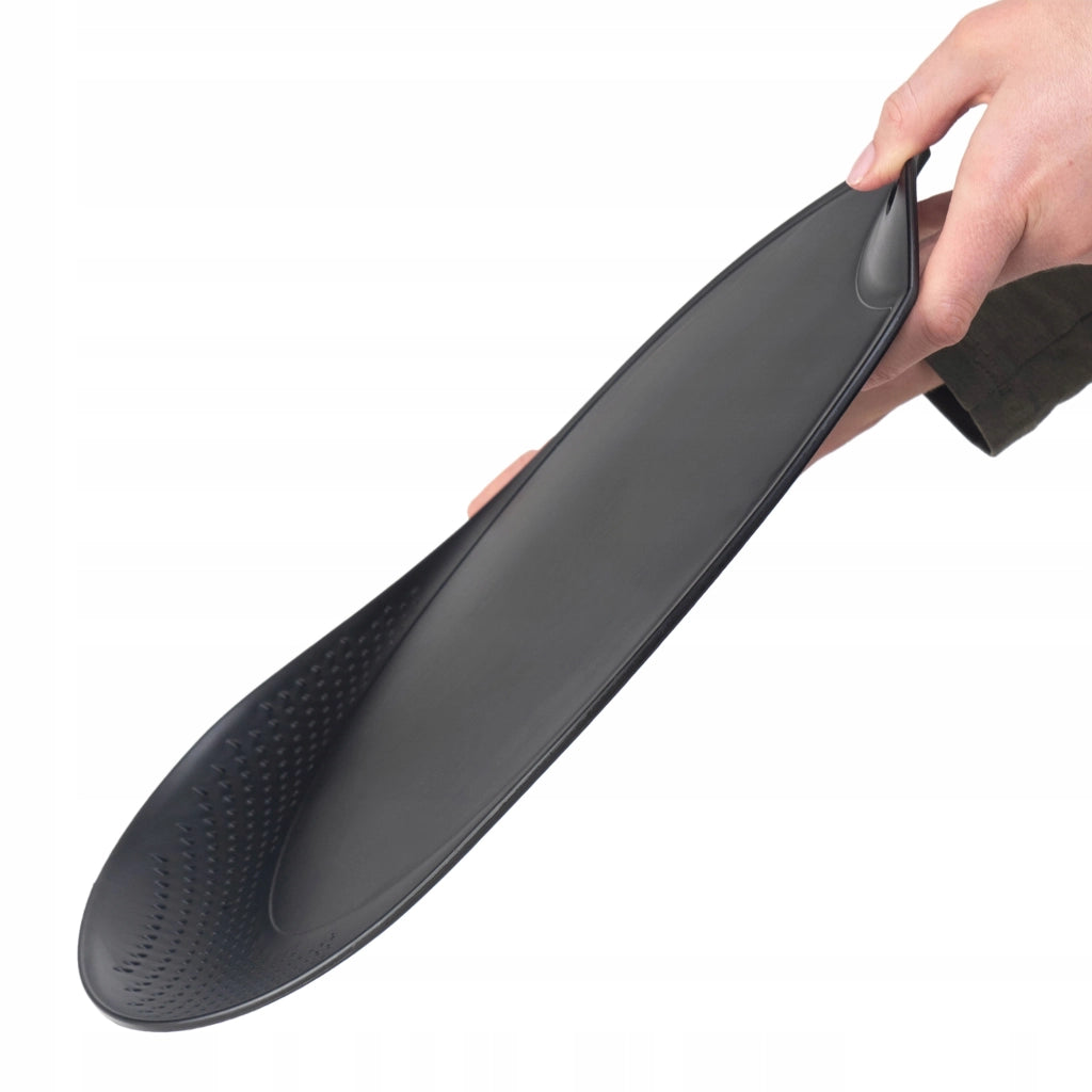 Tagliere da cucina in plastica KADAX con scolapiatti e manico, nero, 38x25 cm