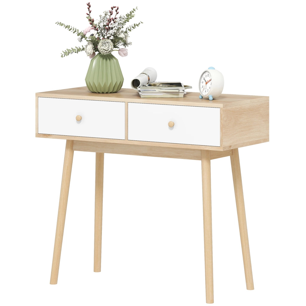 Tavolo Consolle Moderno con 2 Cassetti ¨C Zephmum ¨C Robe e Bianco 86x35x75 cm