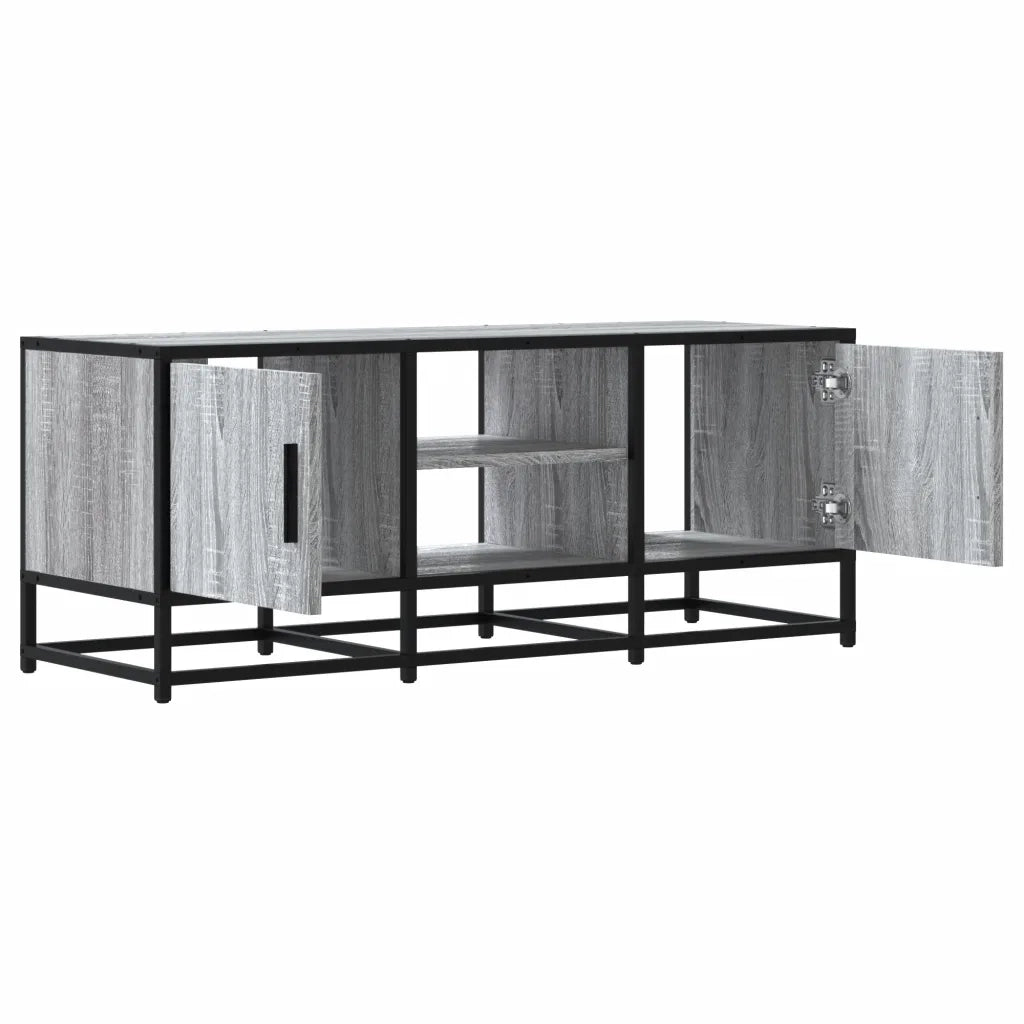 Mobile TV-Credenza TV-Console TV Grigio Sonoma 100x35x41 cm Legno Multistrato Metallo