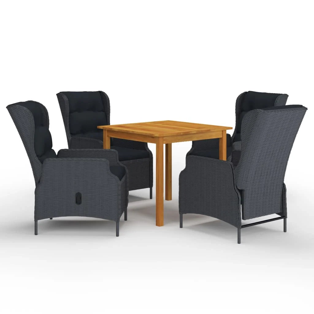Set da pranzo da giardino per esterni 5 pezzi mobili grigio scuro 02_0013802