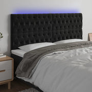 Testiera a LED-Testata con LED Nera 200x7x118/128cm in Velluto