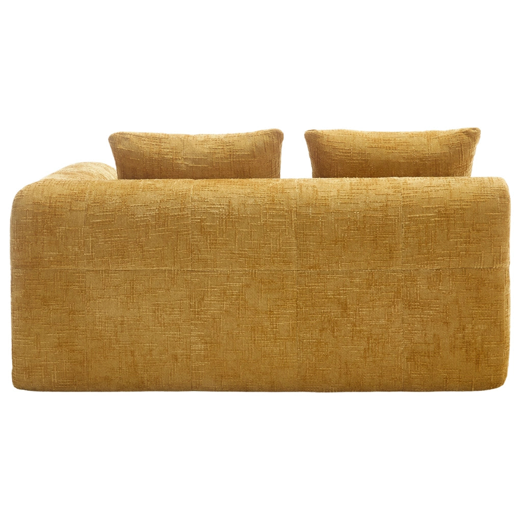 Divano chaise longue in ciniglia giallo con tasche laterali