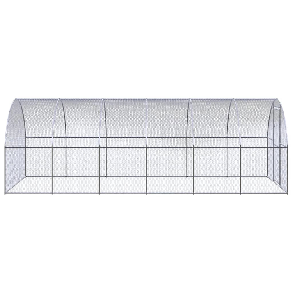Pollaio/recinto/gabbia per polli da esterno 3 x 6 x 2 m acciaio zincato argento 02_0044015