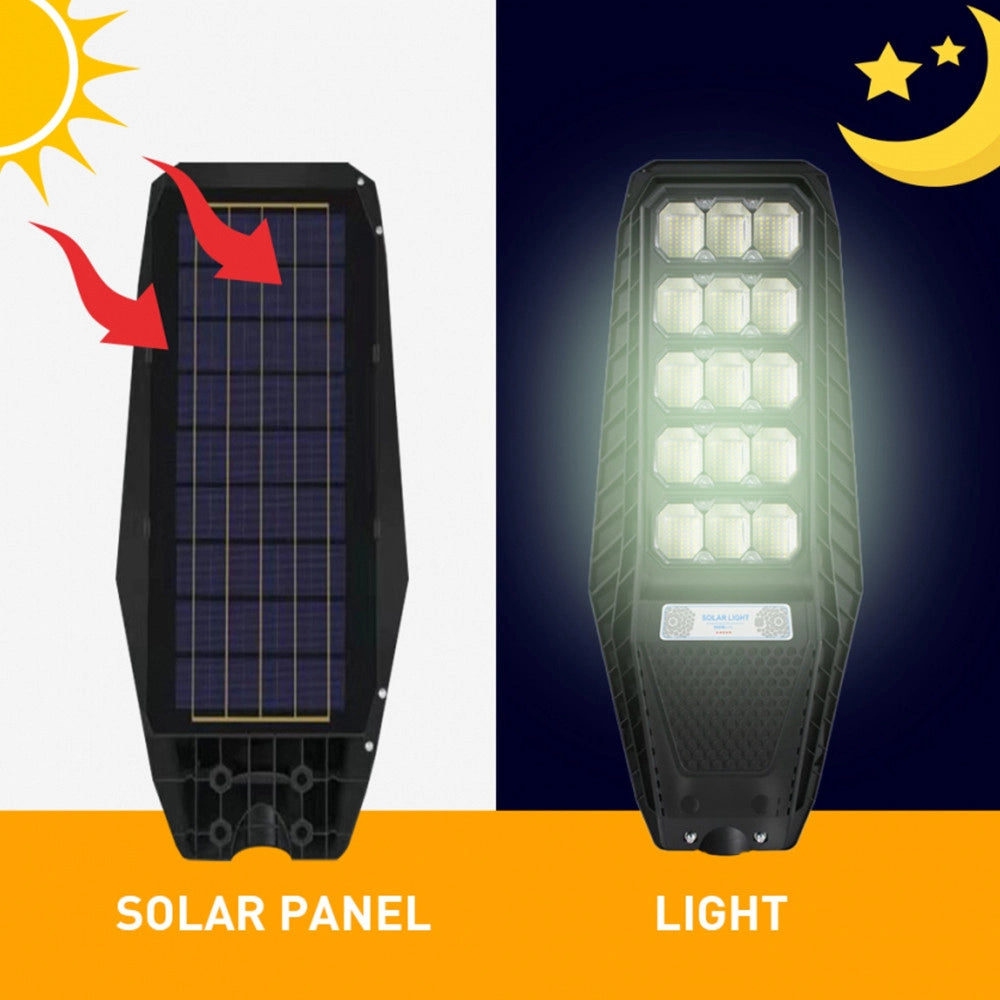 Trade Shop - Lampione Stradale Luce Energia Solare Led 300watt Sensore Pir Staffa Telecomando -