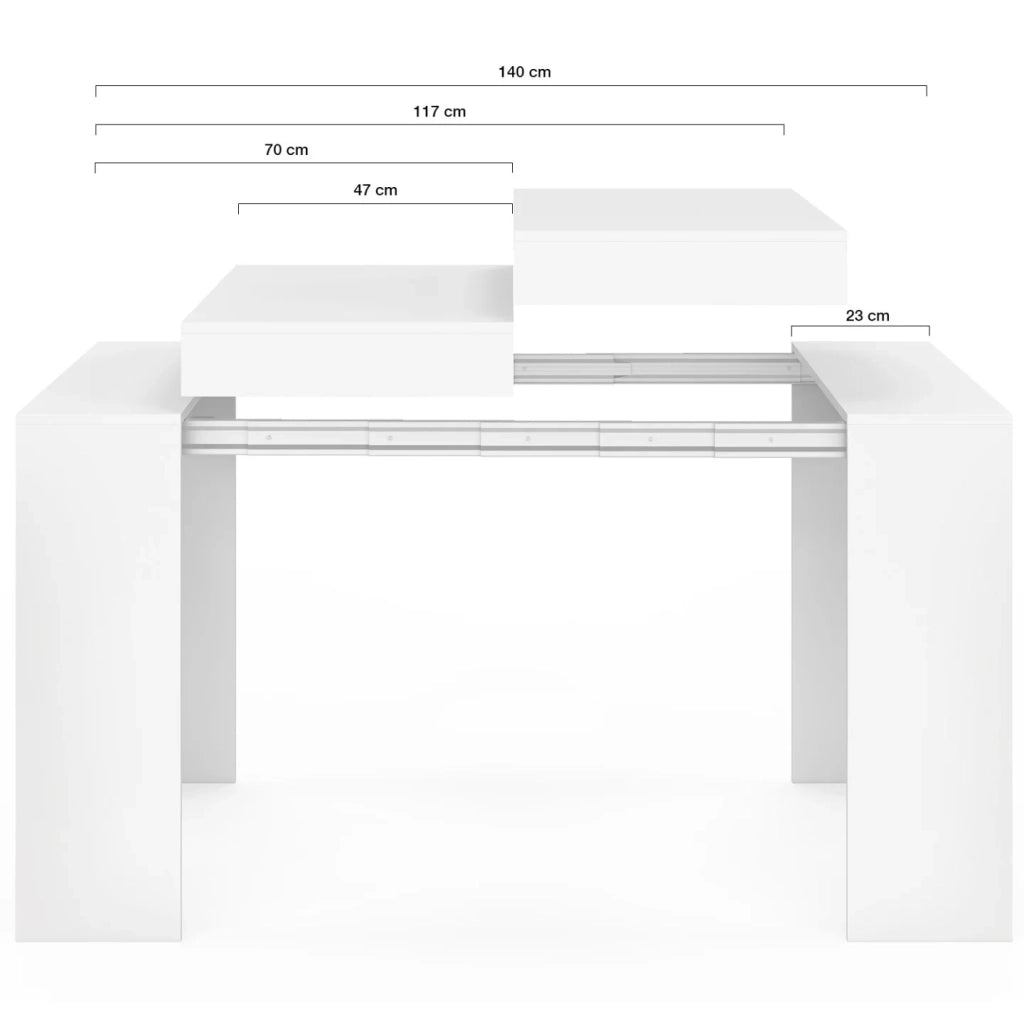IDMarket - Tavolino allungabile ORLANDO per 6 persone, 140 cm, legno bianco