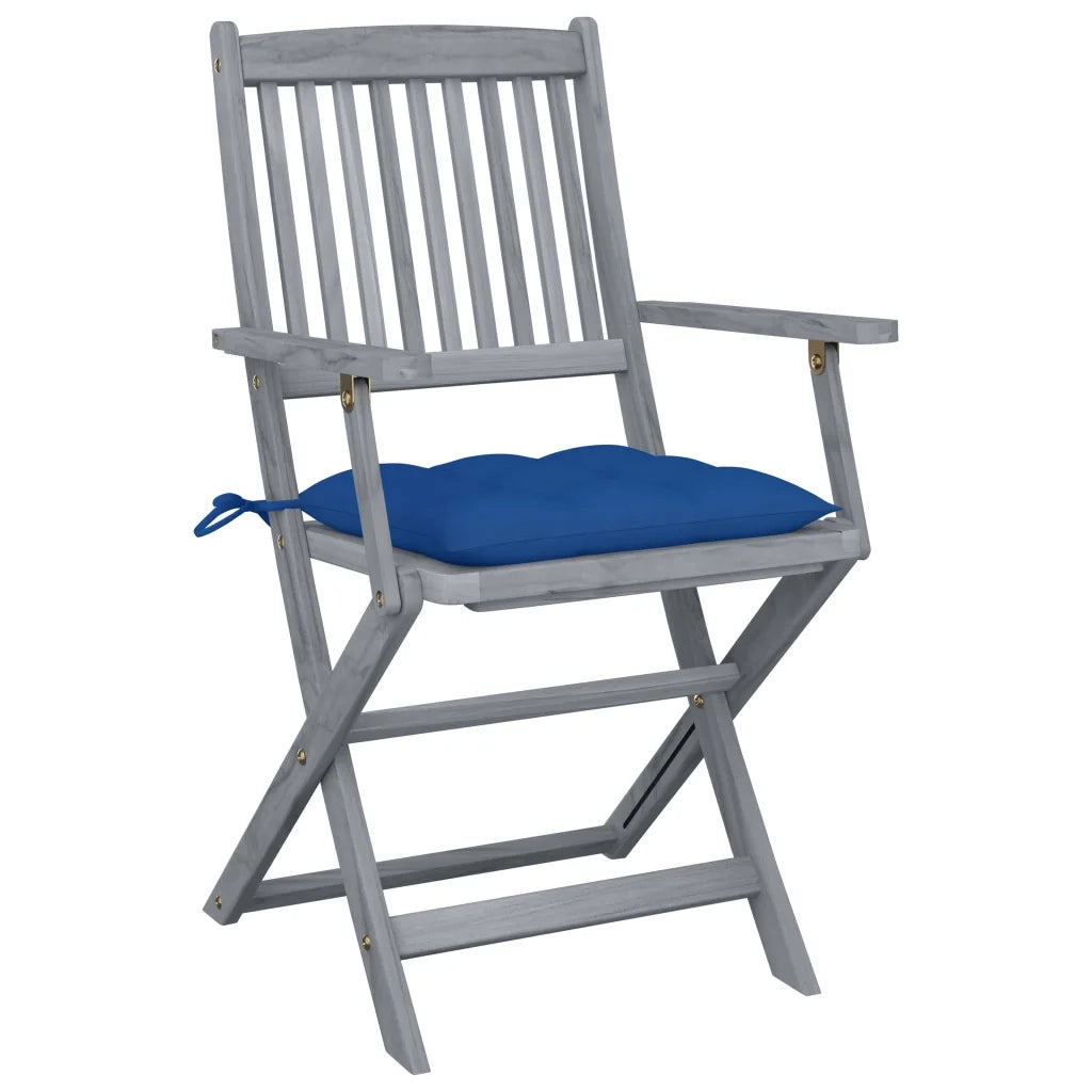 Sedie da Giardino Pieghevoli 6pz con Cuscini in Massello Acacia 3065432