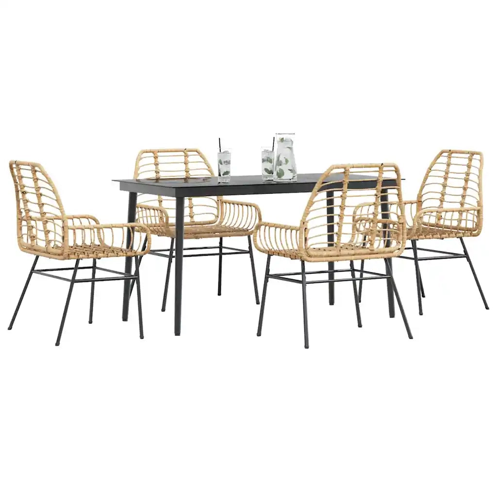 Set da Pranzo da Giardino 5pz | Set Salotto da Giardino Polyrattan Vetro