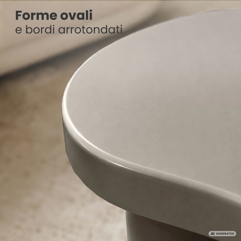Tavolino da salotto moderno CUBE 41 cm grigio con doppia base cilindrica