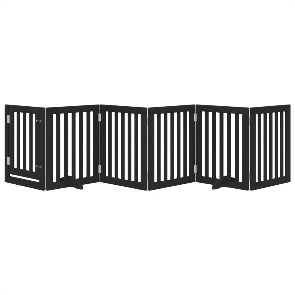 Cancello per Cani Porta Pieghevole Nero 6 Pannelli 300cm Pioppo CFW4070541